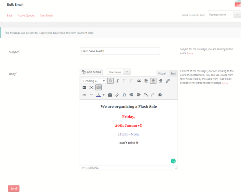 Send Bulk Email to Registered Users in WordPress RegistrationMagic